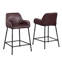 brown Low Back Bar Stools With Arms