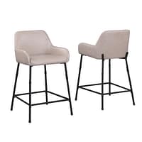 cream Low Back Bar Stools With Arms