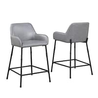 grey Low Back Bar Stools With Arms