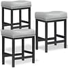 Counter Height Bar Stools Set of 3, Gray PU