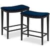 blue velvet saddle bar stools set of 2