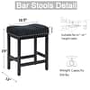 Counter Height Bar Stools Set of 2, Black Fabric-4