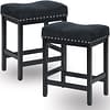 Counter Height Bar Stools Set of 2, Black Fabric-5