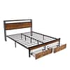 king metal bed frame with drawers