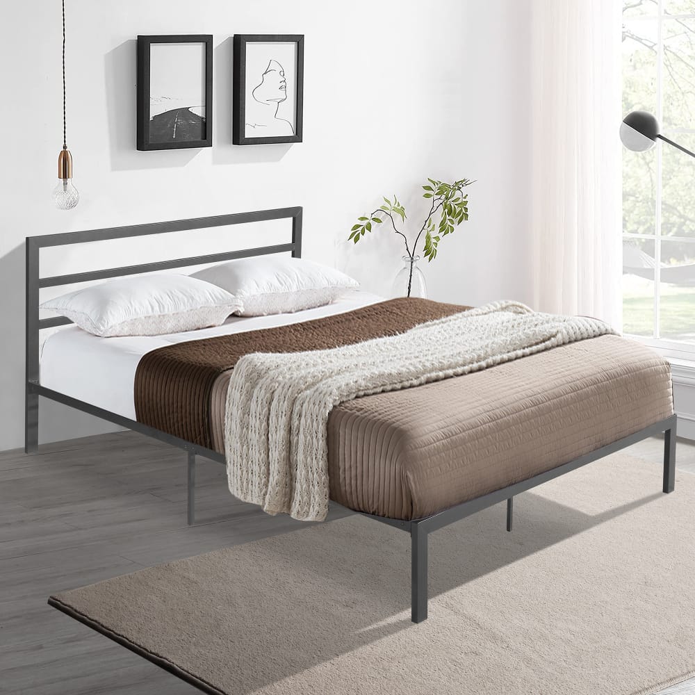 Grey Queen Size Bed Frame with Headboard (1)