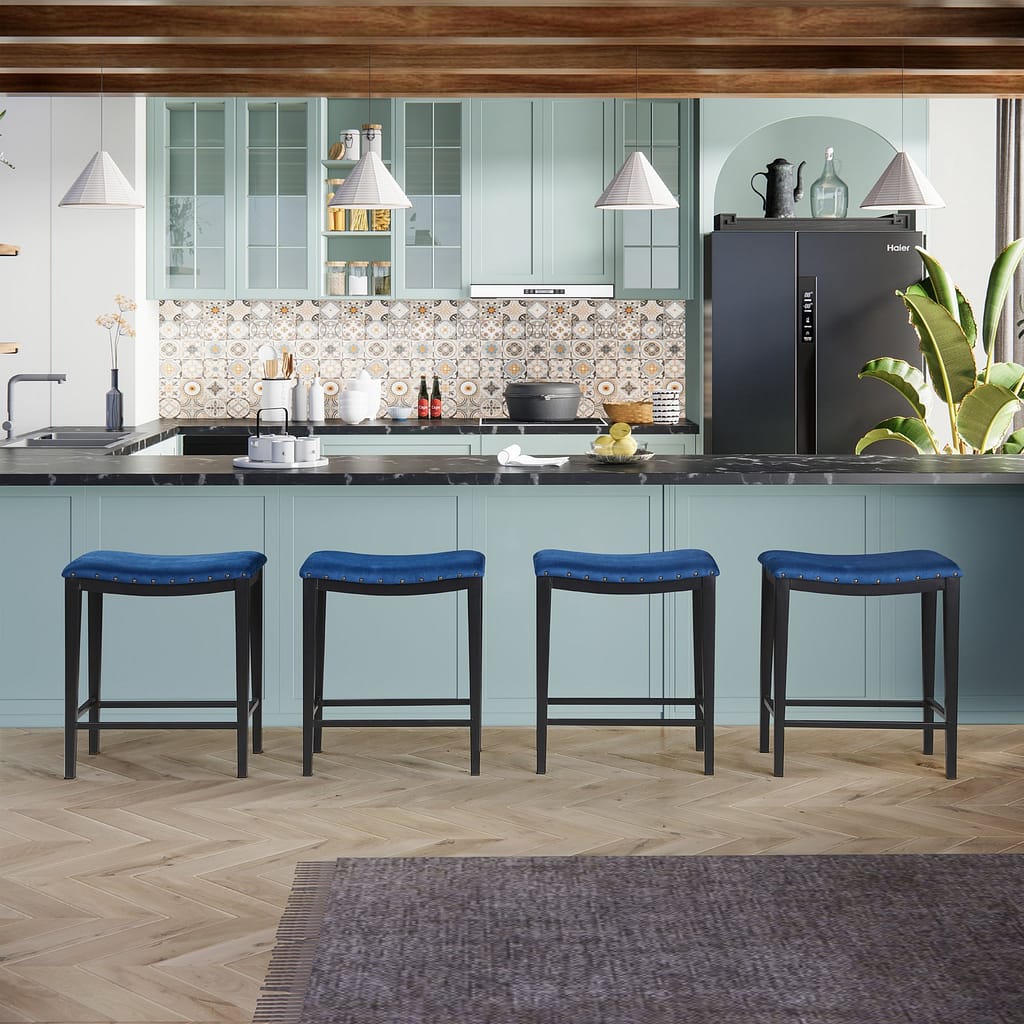 blue backless bar stools