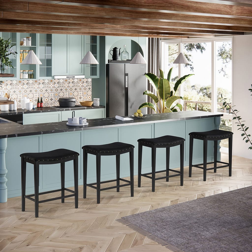 counter saddle bar stools with velvet seat