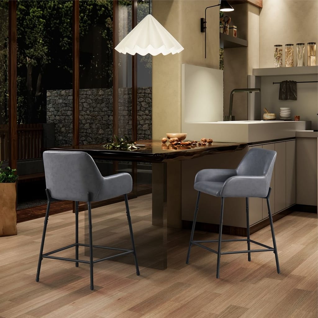 grey Low Back Bar Stools With Arms for kitchen counter