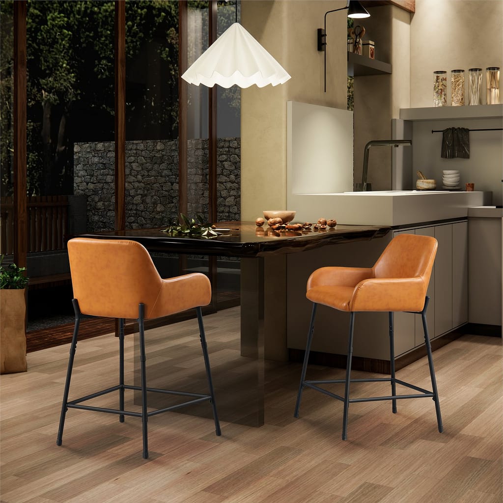 light brown Low Back Bar Stools With Arms for kitchen counter