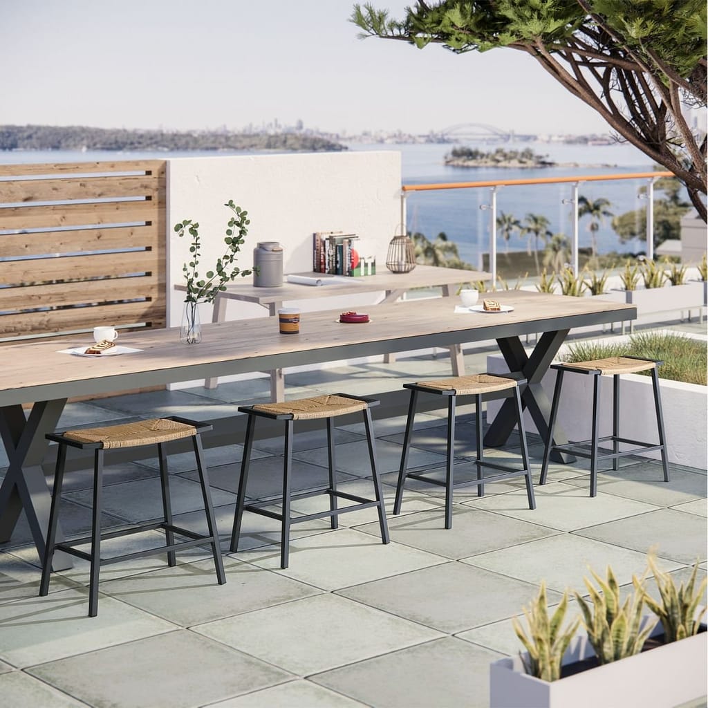 outdoor rattan bar stools black