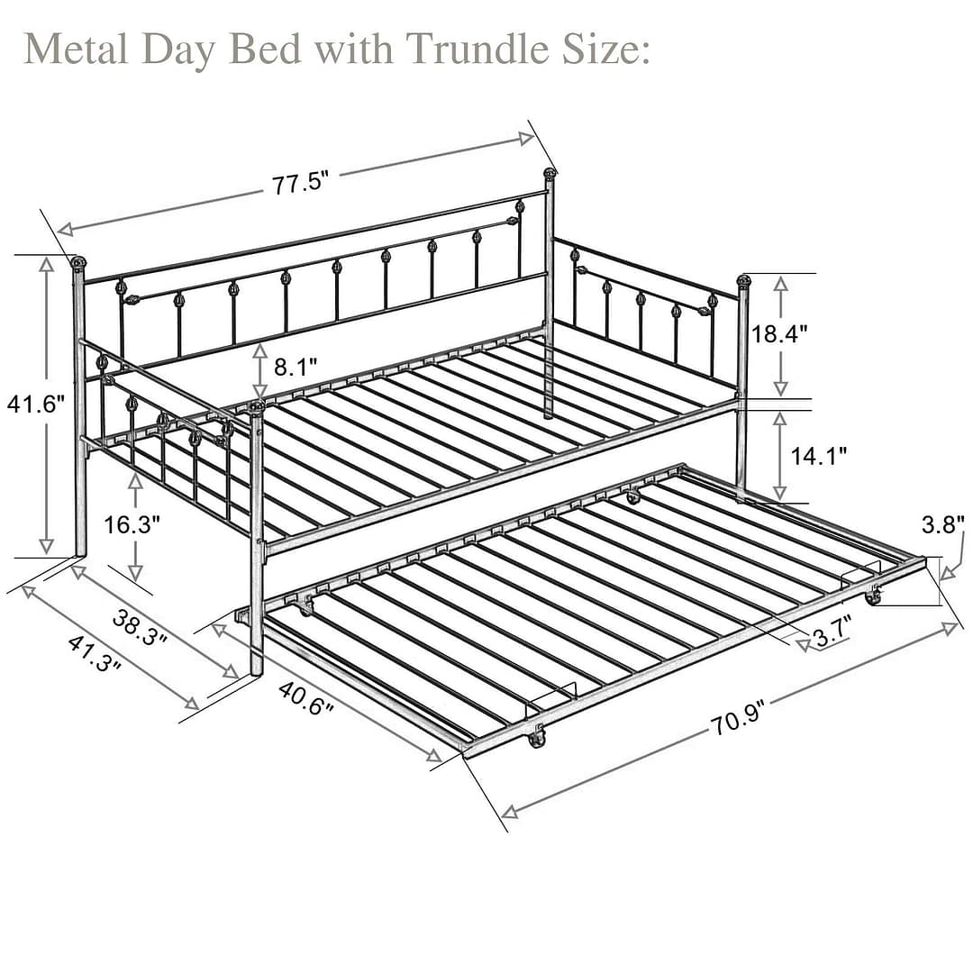twin metal day bed with trundle