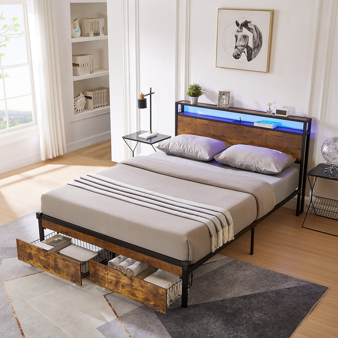 queen bed frame with drawers