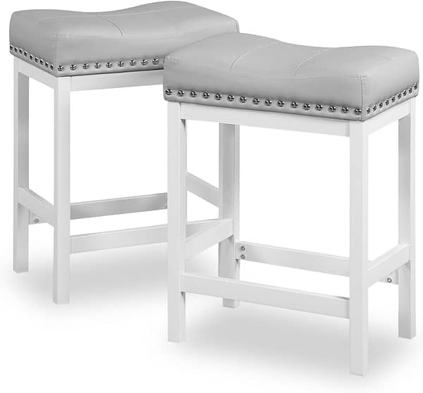 MiItoday Counter Height Bar Stools Set of 2 Gray-White-1