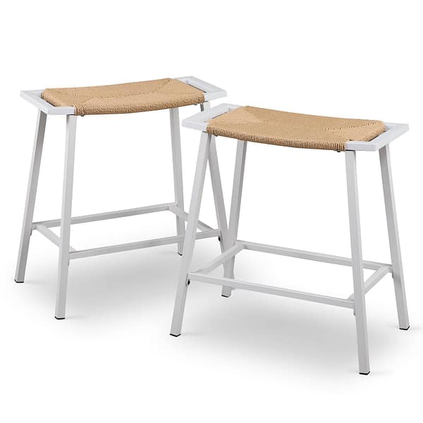 white Backless Wicker Bar Stools for Kitchen Counter