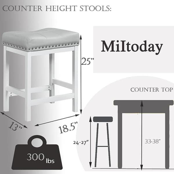 MiItoday Counter Height Bar Stools Set of 2 Gray-White-6