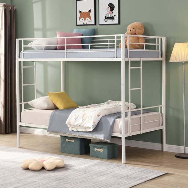 white bunk bed twin