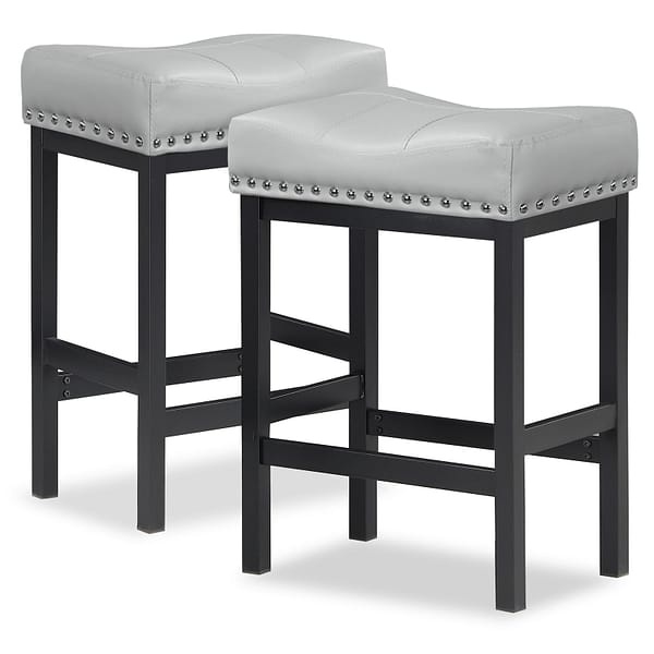 Counter Height Bar Stools Set of 2, Gray PU-1