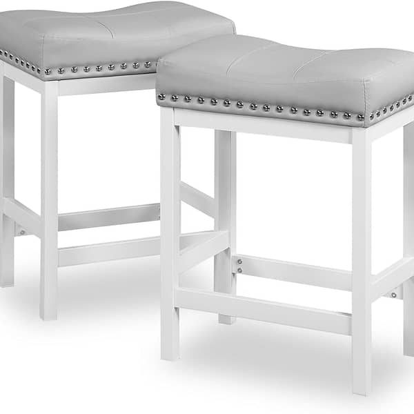 MiItoday Counter Height Bar Stools Set of 2 Gray-White-1