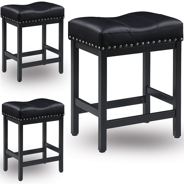918-Counter Height Bar Stools Set of 3-BK-1