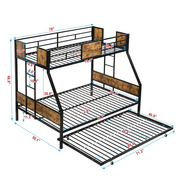 Space-Saving Twin Over Full Bunk Bed with Trundle in Rustic Brown-6