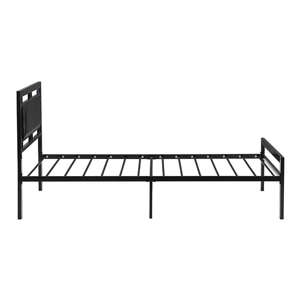 Twin Size Bed Frame with Headboard, Black (6)
