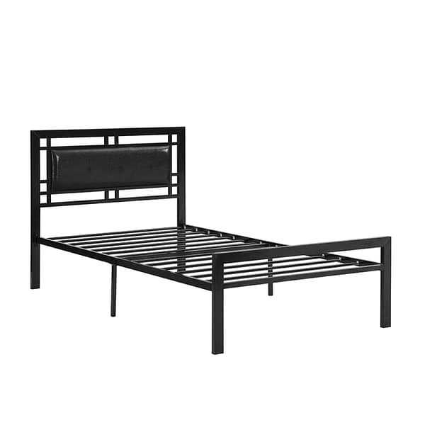 Twin Size Bed Frame with Headboard, Black (4)