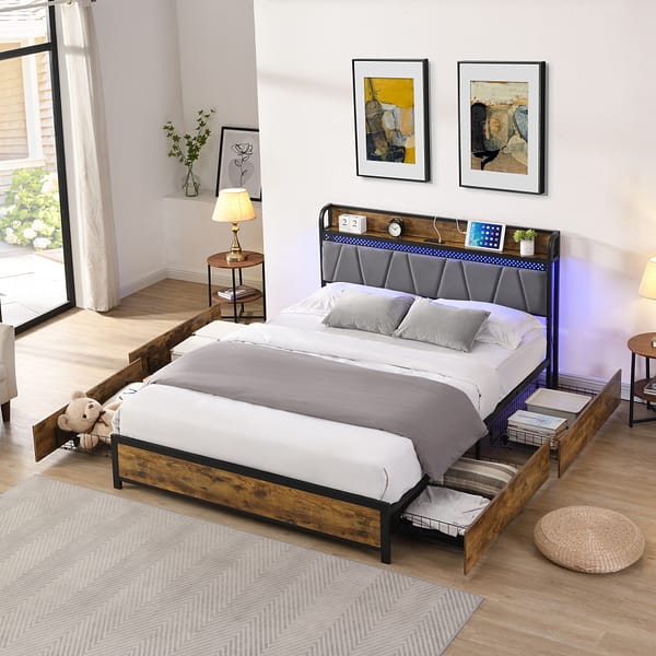 Vintage Brown Bed Frame-1