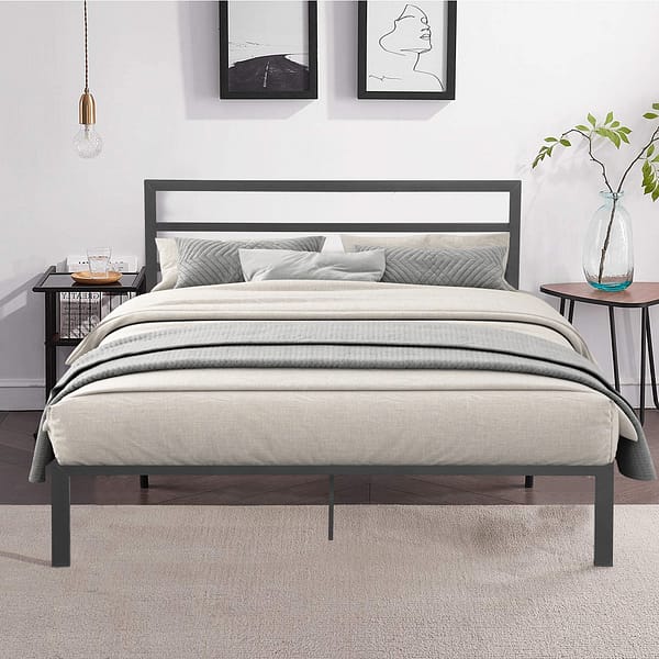 Grey Queen Size Bed Frame with Headboard (2)