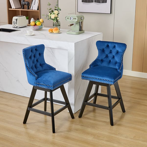 Velvet Swivel Bar Stools Set of 2