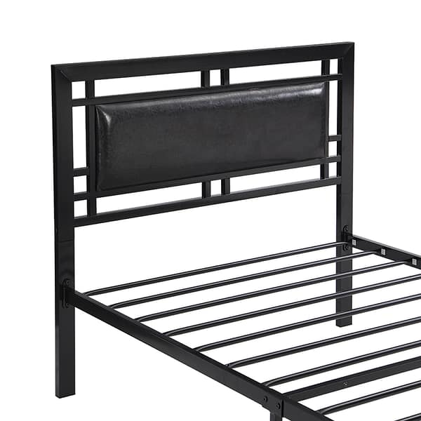 Twin Size Bed Frame with Headboard, Black (7)