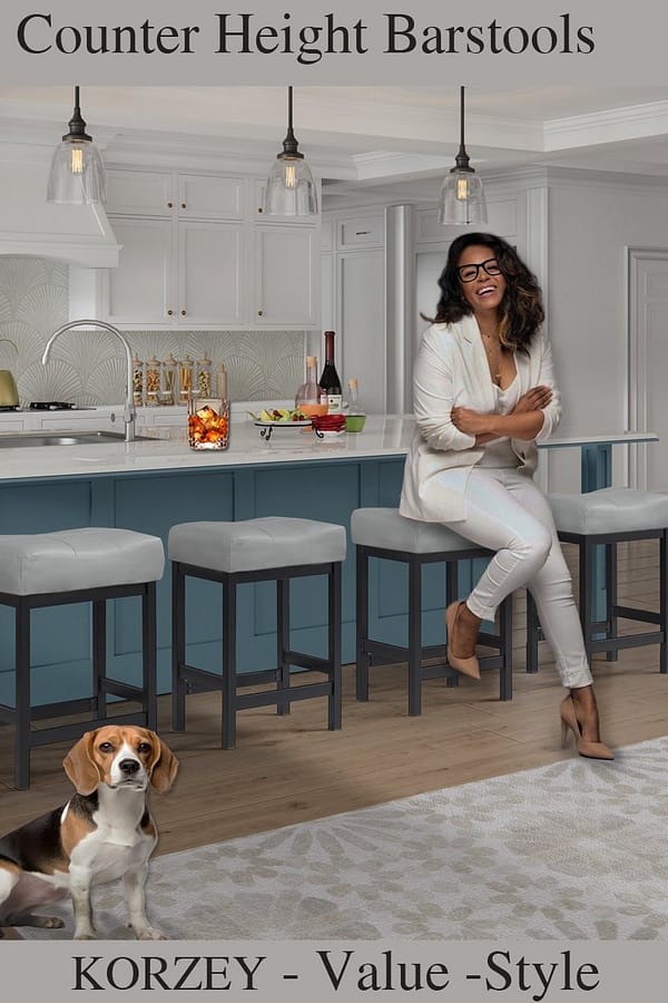 MiItoday Counter Height Bar Stools Set of 2 Gray-4